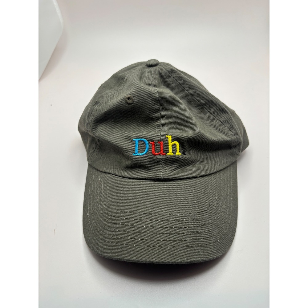 STZ Life Duh Embroidered Dad Hat Olive Green Cotton Adjustable Baseball Cap